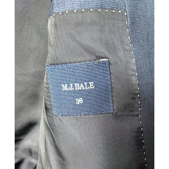 MJ BALE Mens Classic Suit Blazer Jacket 36R Navy Wool Bemberg Blend - Picture 10 of 11